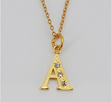 Simple Style Letter Titanium Steel Inlay Rhinestones Pendant Necklace