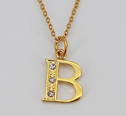 Simple Style Letter Titanium Steel Inlay Rhinestones Pendant Necklace