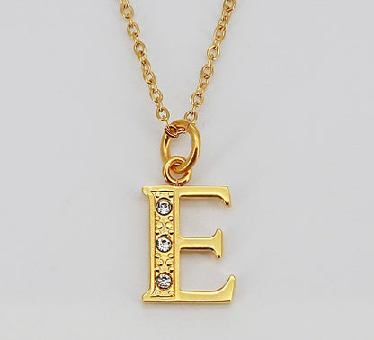 Simple Style Letter Titanium Steel Inlay Rhinestones Pendant Necklace