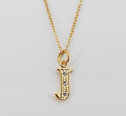 Simple Style Letter Titanium Steel Inlay Rhinestones Pendant Necklace