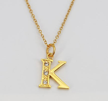 Simple Style Letter Titanium Steel Inlay Rhinestones Pendant Necklace