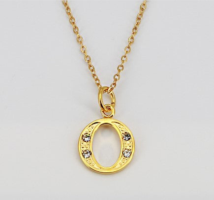 Simple Style Letter Titanium Steel Inlay Rhinestones Pendant Necklace