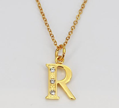 Simple Style Letter Titanium Steel Inlay Rhinestones Pendant Necklace