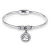 Fashion Tree Titanium Steel Inlay Artificial Gemstones Bangle 1 Piece