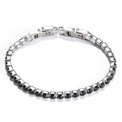 Fashion Round Titanium Steel Inlay Zircon Bracelets 1 Piece