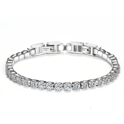 Fashion Round Titanium Steel Inlay Zircon Bracelets 1 Piece