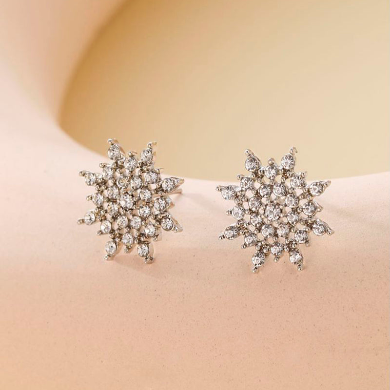 1 Pair Fashion Snowflake Alloy Inlay Rhinestones Women's Ear Studs