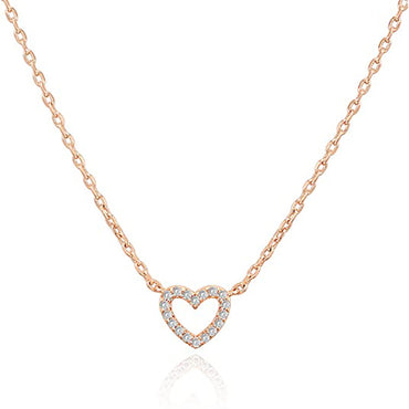 Sweet Heart Shape Copper Inlay Rhinestones Necklace