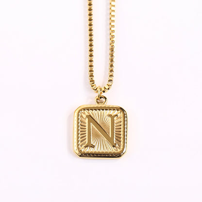 Fashion Letter Square Titanium Steel Pendant Necklace 1 Piece