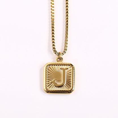 Fashion Letter Square Titanium Steel Pendant Necklace 1 Piece