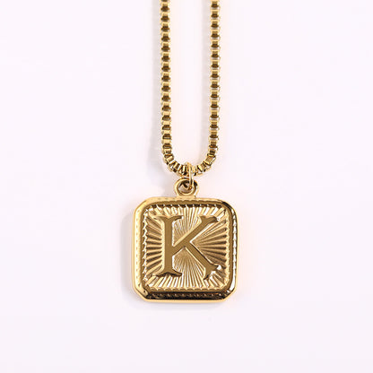 Fashion Letter Square Titanium Steel Pendant Necklace 1 Piece