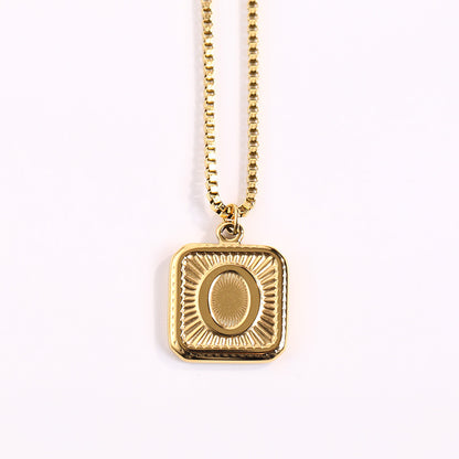 Fashion Letter Square Titanium Steel Pendant Necklace 1 Piece