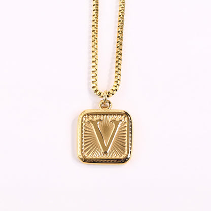 Fashion Letter Square Titanium Steel Pendant Necklace 1 Piece