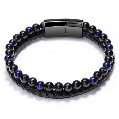 1 Piece Ethnic Style Twist Alloy Natural Stone Volcanic Rock Men'S Bracelets