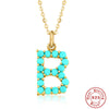 Fashion Letter Sterling Silver Plating Inlay Turquoise Pendant Necklace 1 Piece