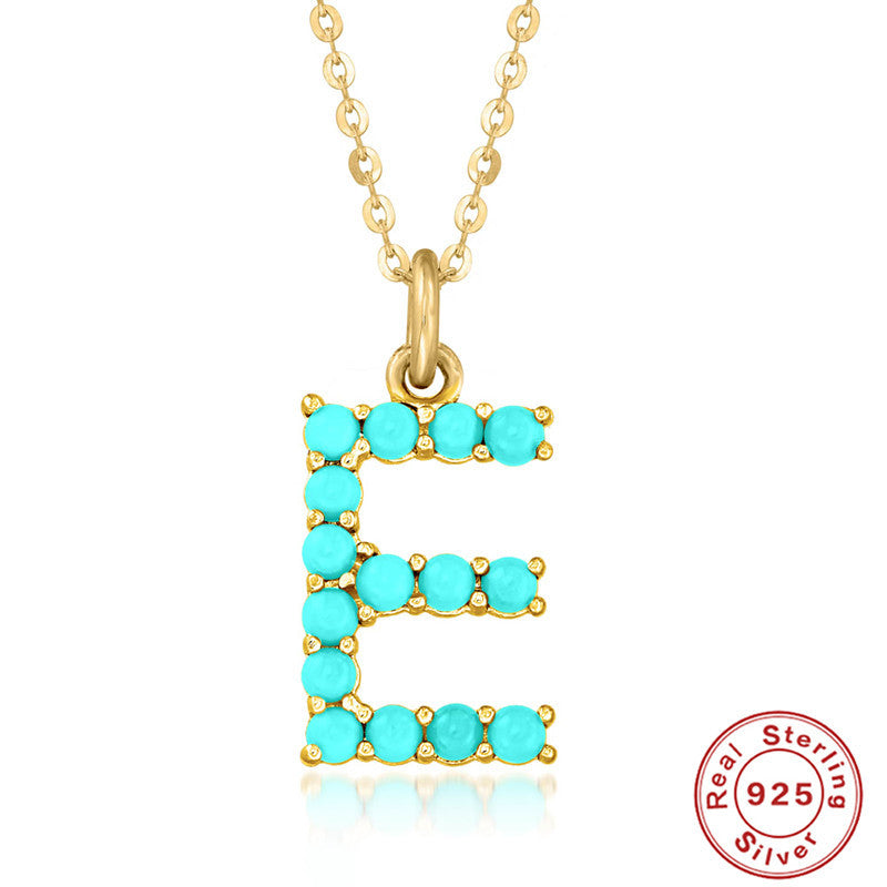 Fashion Letter Sterling Silver Plating Inlay Turquoise Pendant Necklace 1 Piece