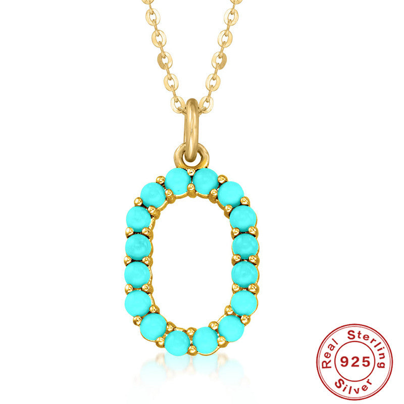 Fashion Letter Sterling Silver Plating Inlay Turquoise Pendant Necklace 1 Piece