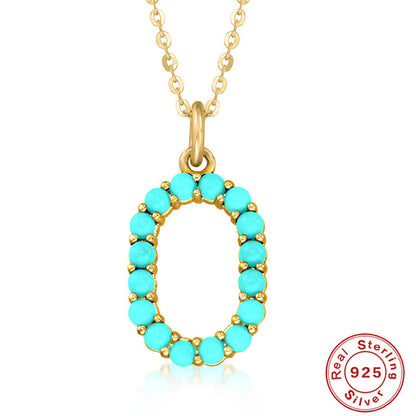 Fashion Letter Sterling Silver Plating Inlay Turquoise Pendant Necklace 1 Piece