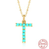 Fashion Letter Sterling Silver Plating Inlay Turquoise Pendant Necklace 1 Piece