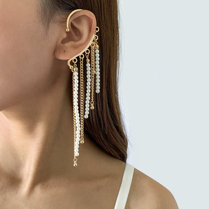 Fashion Geometric Tassel Alloy Copper Earrings Plating Arylic Artificial Pearl Copper Earrings