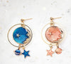 1 Pair Fashion Star Moon Alloy Asymmetrical Enamel Hollow Out Women's Drop Earrings