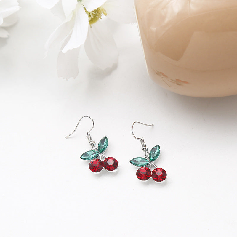 1 Pair Sweet Letter Cherry Flower Alloy Plating Women's Earrings