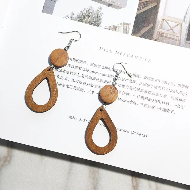 1 Pair Fashion Geometric Wood Women's Drop Earrings