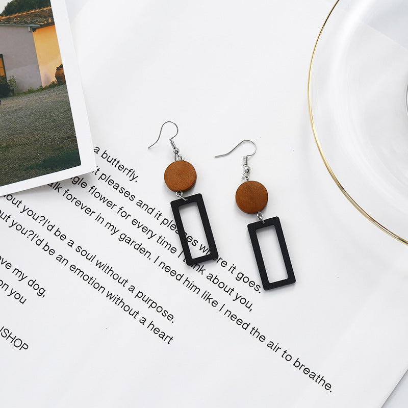 1 Pair Fashion Geometric Wood Women's Drop Earrings