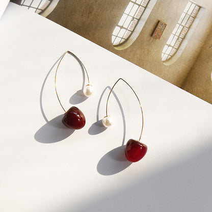 1 Pair Fashion Cherry Alloy Resin Plating Women'S Earrings