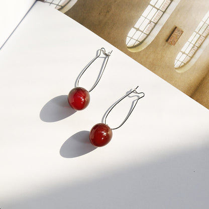 1 Pair Fashion Cherry Alloy Resin Plating Women'S Earrings