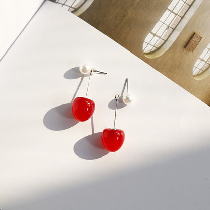 1 Pair Fashion Cherry Alloy Resin Plating Women'S Earrings