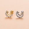 Cute Flower Bee Copper Plating Inlay Zircon Ear Studs 1 Piece