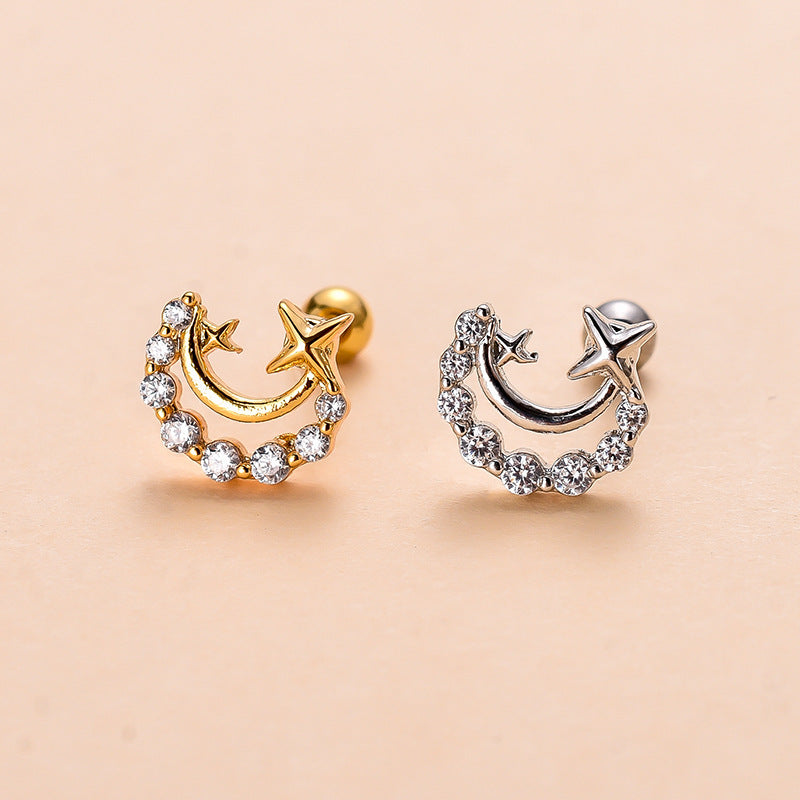 Cute Flower Bee Copper Plating Inlay Zircon Ear Studs 1 Piece