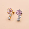 Cute Flower Bee Copper Plating Inlay Zircon Ear Studs 1 Piece