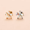 Cute Flower Bee Copper Plating Inlay Zircon Ear Studs 1 Piece