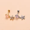 Cute Flower Bee Copper Plating Inlay Zircon Ear Studs 1 Piece