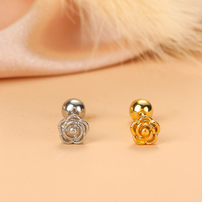 Simple Style Feather Butterfly Stainless Steel Copper Plating Inlay Zircon Ear Studs 1 Piece