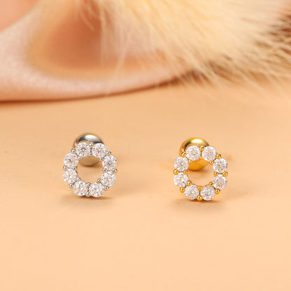 Simple Style Feather Butterfly Stainless Steel Copper Plating Inlay Zircon Ear Studs 1 Piece