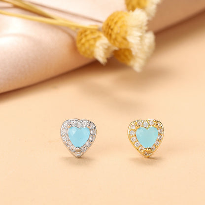 Simple Style Heart Shape Flower Stainless Steel Plating Inlay Zircon Ear Studs 1 Piece