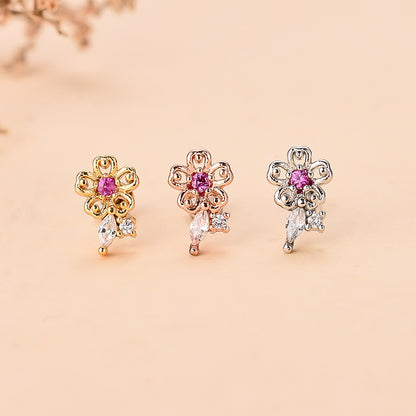 Simple Style Star Heart Shape Stainless Steel Copper Plating Inlay Zircon Ear Studs 1 Piece