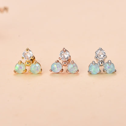 Simple Style Star Heart Shape Stainless Steel Copper Plating Inlay Zircon Ear Studs 1 Piece