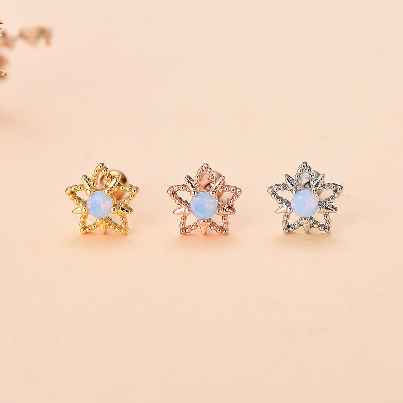 Simple Style Star Heart Shape Stainless Steel Copper Plating Inlay Zircon Ear Studs 1 Piece