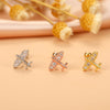 Fashion Flower Airplane Stainless Steel Copper Plating Inlay Zircon Ear Studs 1 Piece