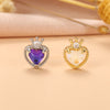 Fashion Heart Shape Crown Stainless Steel Copper Plating Inlay Zircon Ear Studs 1 Piece