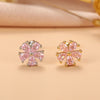 Fashion Heart Shape Crown Stainless Steel Copper Plating Inlay Zircon Ear Studs 1 Piece