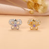 Fashion Heart Shape Crown Stainless Steel Copper Plating Inlay Zircon Ear Studs 1 Piece