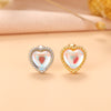 Fashion Heart Shape Crown Stainless Steel Copper Plating Inlay Zircon Ear Studs 1 Piece