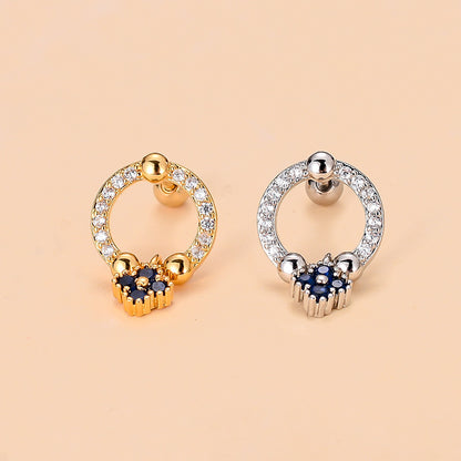 Simple Style Moon Copper Plating Inlay Zircon Ear Studs 1 Piece