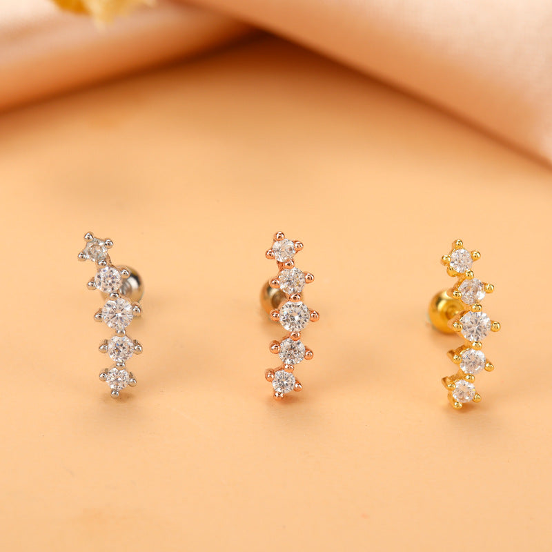 Ethnic Style Star Metal Plating Zircon Ear Studs 1 Piece