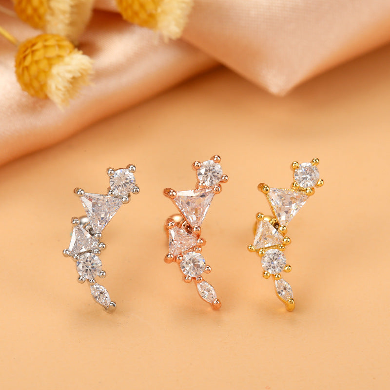 Ethnic Style Star Metal Plating Zircon Ear Studs 1 Piece